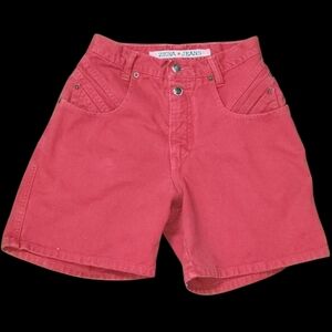 Vtg 1980s Zena Jeans Size 7 Red High-Waist Denim Shorts Coastal Cowgirl Western